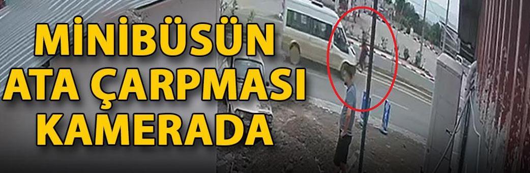 Minibüsün ata çarpması kamerada