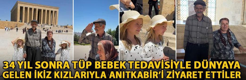 34 yıl sonra tüp bebek tedavisiyle dünyaya gelen ikiz kızlarıyla Anıtkabir’i ziyaret ettiler