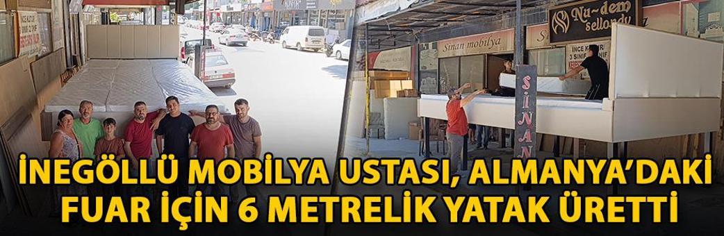 İnegöllü mobilya ustası, Almanya’daki fuar için 6 metrelik yatak üretti