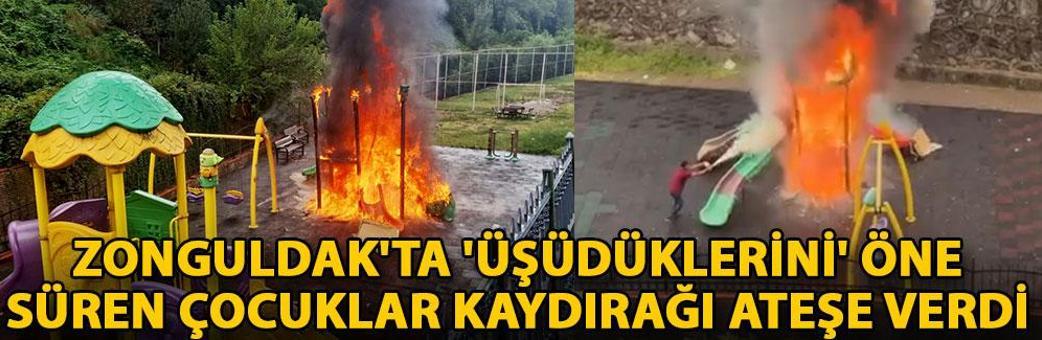 Zonguldak'ta 'üşüdüklerini' öne süren çocuklar kaydırağı ateşe verdi