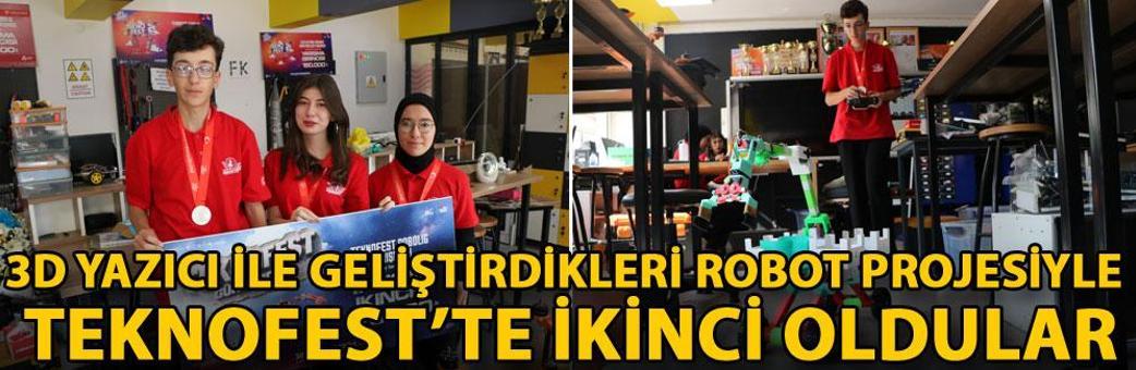 3D yazıcı ile geliştirdikleri robot projesiyle TEKNOFEST’te ikinci oldular