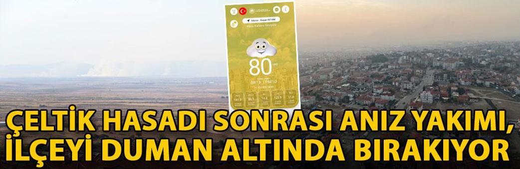 Çeltik hasadı sonrası anız yakımı, ilçeyi duman altında bırakıyor