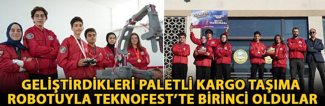 Geliştirdikleri paletli kargo taşıma robotuyla TEKNOFEST’te birinci oldular