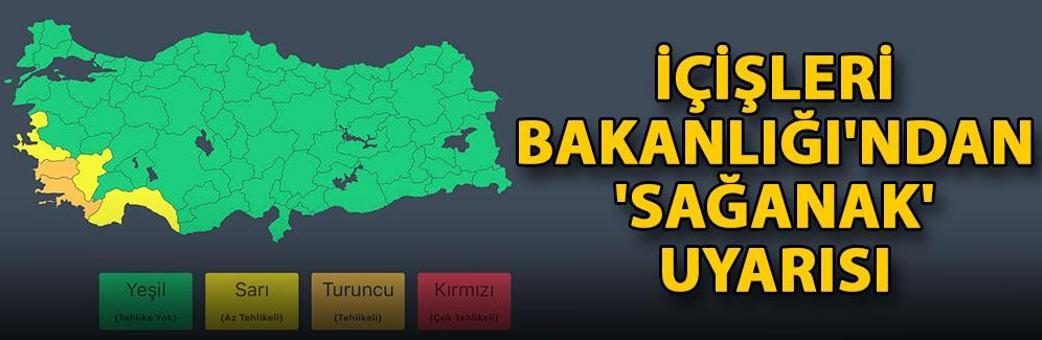 İçişleri Bakanlığı'ndan 'sağanak' uyarısı