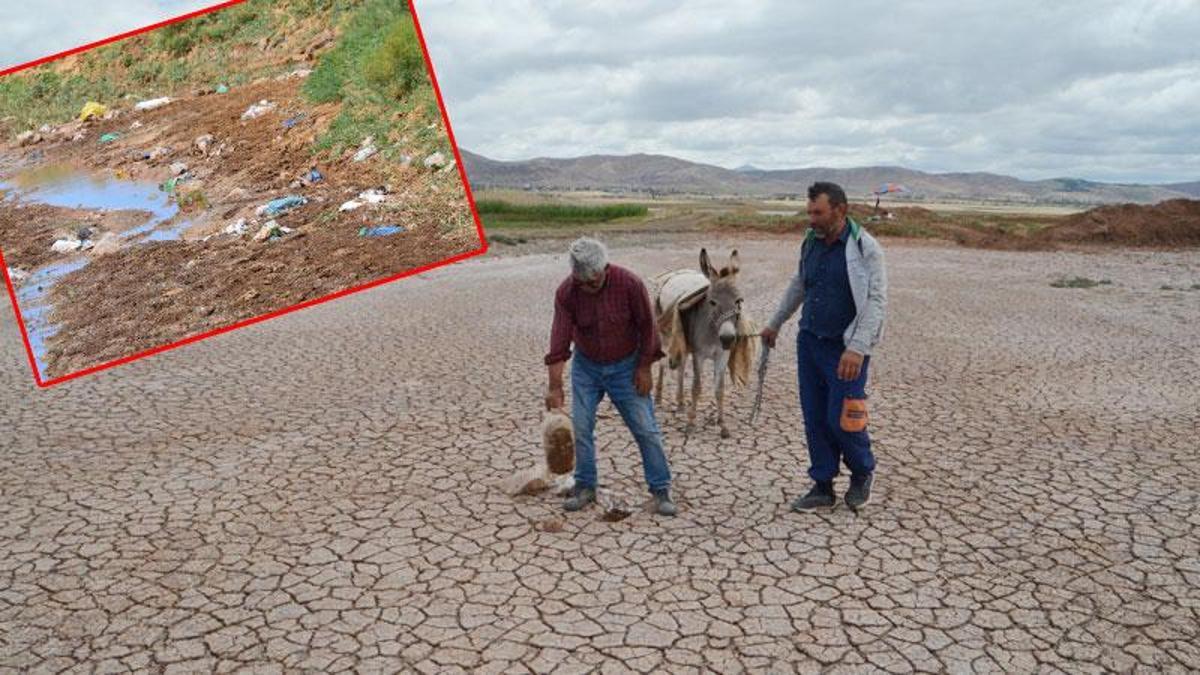 Kuraklıktan etkilenen Tuz Gölü'nde kirlilik de başladı