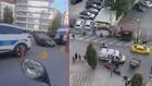 Sarıyer'de dubalara çarpan otomobil takla attı