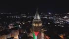 Galata Kulesi Filistin bayrağıyla ışıklandırıldı