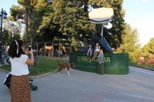 Yumurta topuk ayakkabı ile 8 köşe kasketin heykeli dikildi