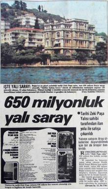 Türkiye'nin en pahalı yalısı, 550 milyon TL'ye alıcı bekliyor