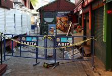 Ortaköy'de kumpircilerin olduğu sokakta çökme