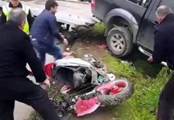 Motosiklet sürücüsünün öldüğü kaza güvenlik kamerasında