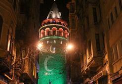 Galata Kulesi, Yeşilay Haftası nedeniyle yeşile büründü