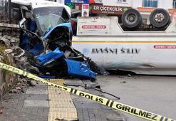 Freni boşalan tanker önce otomobile ardından minibüse çarptı