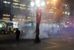 Ankara Kızılay Meydanı'nda otobüs yangını