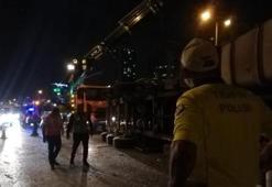 Avcılar TEM Otoyolu yan yolda tır devrildi