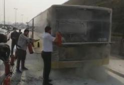 Sefaköy D-100'de otobüste yangın