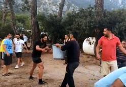Yangına kovalarla taşıdıkları suyla müdahale ettiler