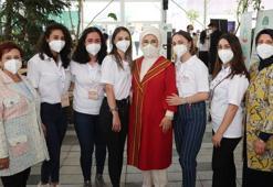 Emine Erdoğan, geliri Filistinli çocuklara bağışlanacak dönüşüm pazarını ziyaret etti