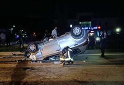 Aydınlatma direğine çarparak takla attı, hız kadranı 120'de takılı kaldı: 1'i ağır 3 yaralı