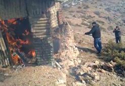 Kaçak av için yapılan kulübe yakılarak imha edildi