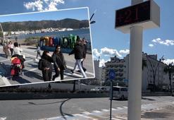 Marmaris'te sıcaklık 21 dereceyi gördü; sahiller doldu
