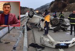 Takla atıp, ters dönen otomobilde sürücü öldü