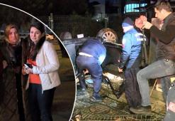 Maltepe'de takla atan otomobilde sıkışan sürücü kurtarıldı