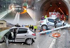 Otomobil tünelin girişindeki beton duvara çarptı; anne ve oğlu öldü
