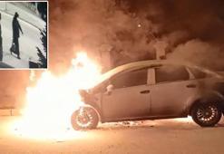 Kadın kıyafeti giyip, eşinin otomobilini kundakladı