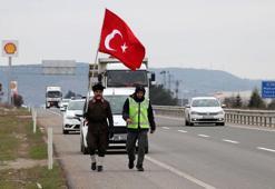 Çanakkale'ye yürüyen gazi torunu, Keşan’da
