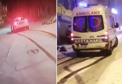 Buzlu yollarda sürücülerin çilesi kamerada