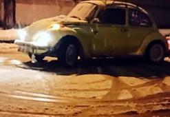 Karda 'tosbağa'lı drifte 9 bin lira ceza