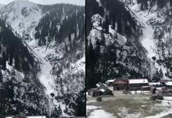 Ayder'de çığ düşme anı kamerada