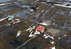 Hakkari'de dere taştı; ova ve evler su altında kaldı