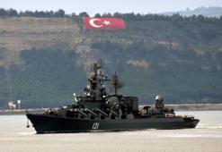 Archive footage of 'Moskva' passing through the Bosphorus and the Canakkale