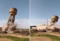 32 yıllık su deposu 15 saniyede yıkıldı