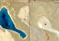 Tamamen kuruyan Sava Gölü’nün uzaydan çekilen eski ve yeni fotoğrafı paylaşıldı