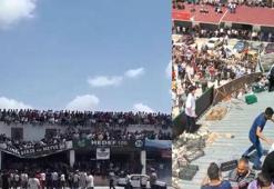 Drift festivalinde üst üste kaza; balkon ve platform çöktü, araçta yangın çıktı