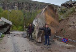 Ihlara Vadisi'nde heyelan; kaya parçaları köy yoluna düştü