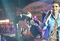 Gülben Ergen sahnede düştü, konser sona erdi