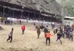 Şampiyon boğa, etrafında horon oynayanları kovaladı