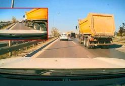 Pendik'te hafriyat kamyonunun korkutan manevrası