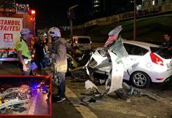 Ataşehir'de bariyer otomobile ok gibi saplandı