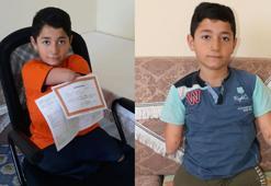 Kolları ve bacakları olmayan Nakşin, takdir belgesini evde aldı