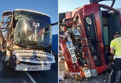Yolcu otobüsü, kargo kamyonuna çarptı: 1'i ağır 16 yaralı