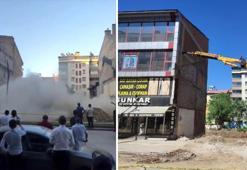 Bitişiğindeki temel kazma çalışmasında hasar gören 4 katlı bina çöktü: o anlar kamerada