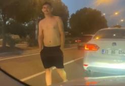 Trafik magandası araçlara zarar verip, küfürler savurdu