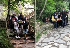 Sümela Manastırı'na gidilen patikada taş düştü; 2 yaralı