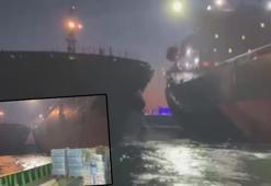 İstanbul'da sürüklenen gemi, erzak ikmali yapan gemiye çarptı