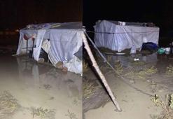 Eskişehir'deki sağanakta mevsimlik işçilerin çadırlarını su bastı